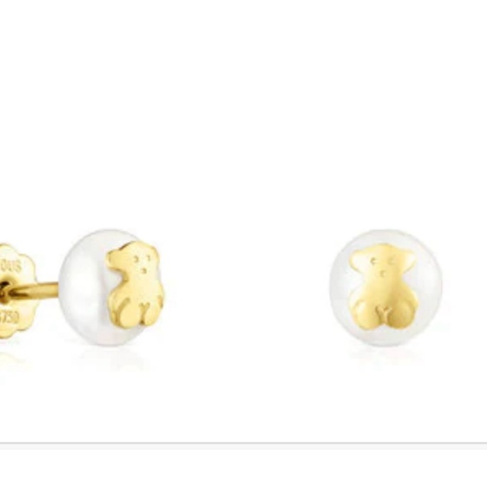 Gold TOUS Bear Earrings with Pearls